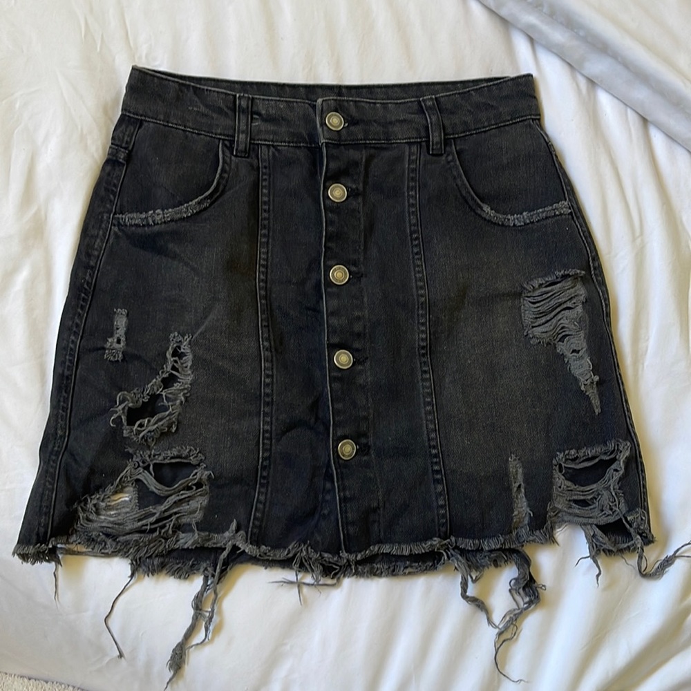 Free People Black Denim Skirt Size 6